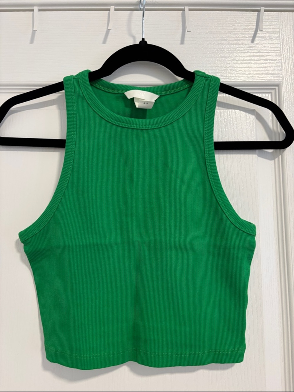 H&M Green Ribbed Cropped Tank Top